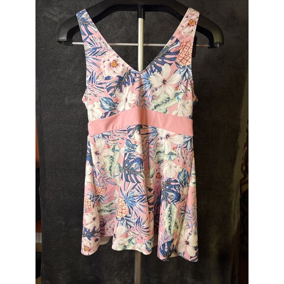 Shein Women's Tankini Size M Pink White Floral Pattern - Picture 8 of 9